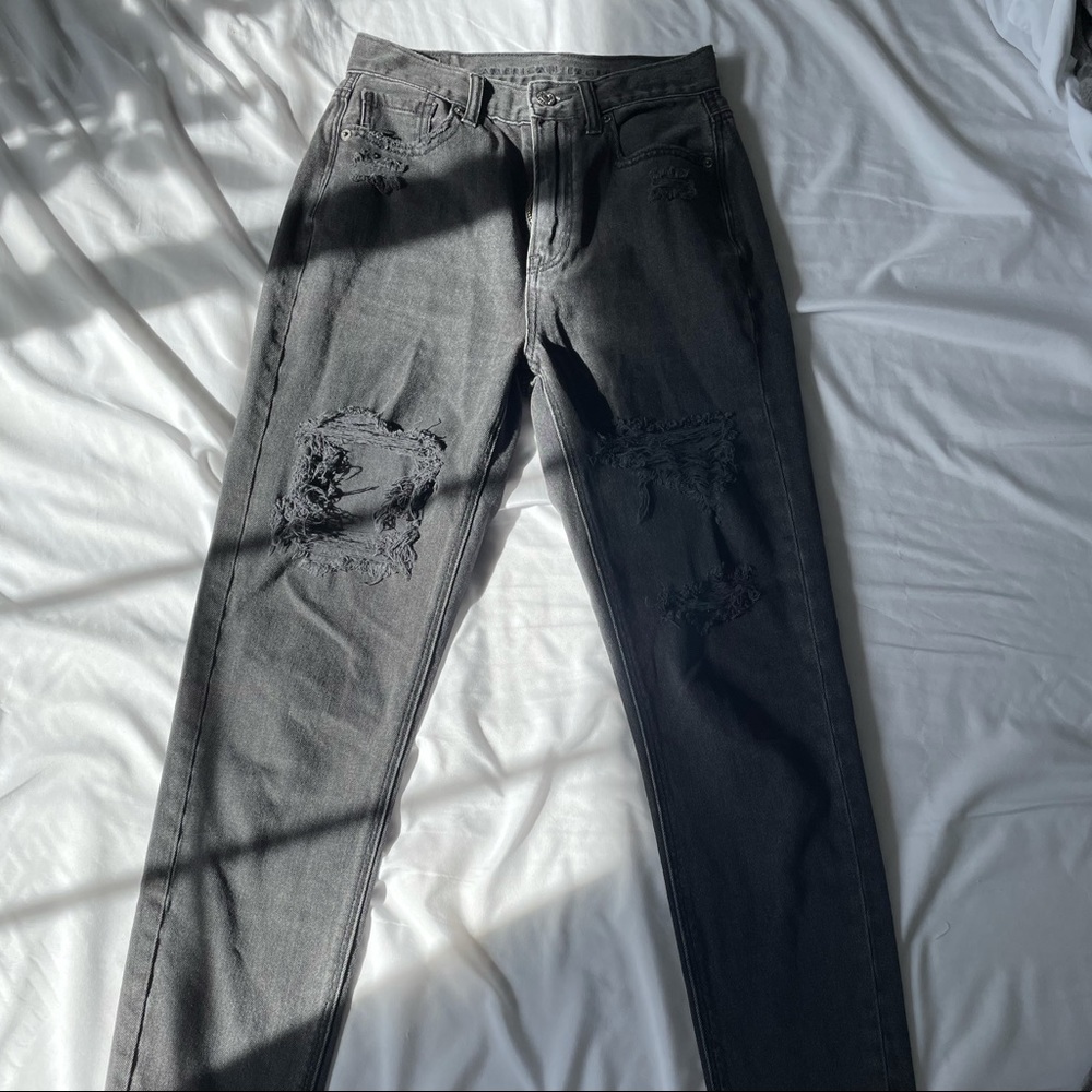 washed black mom jeans